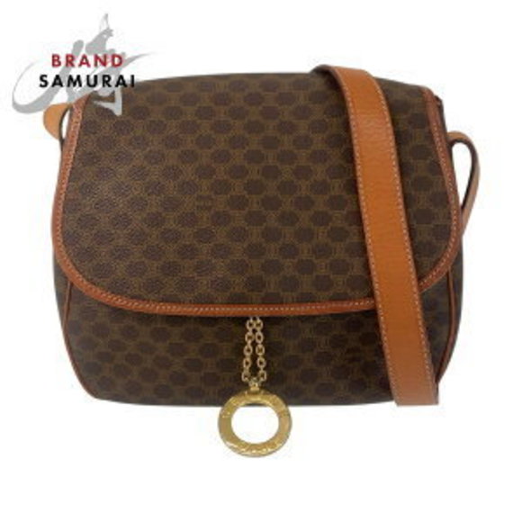 Celine Macadam Leather Shoulder Bag Messenger Circle Brown - Picture 1 of 9